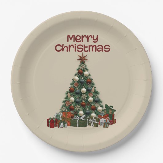 Merry Christmas Tree Paper Plate Pappteller (Vorderseite)