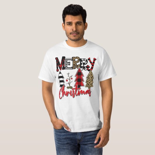 Merry Christmas Tree Patchwork T-Shirt (Vorne ganz)