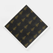 Merry Christmas Tree Pattern Gold Black Elegant Serviette (Ecke)