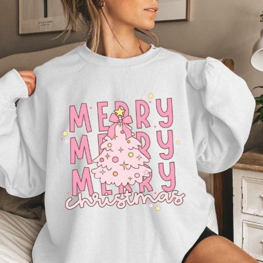 Merry Christmas Tree pink Coquette Sweatshirt