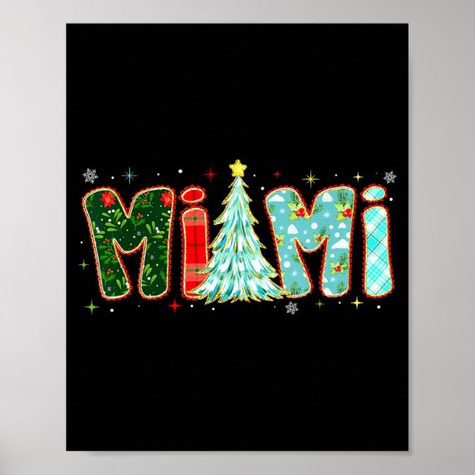 Merry Christmas Tree Plaid Mimi Aesthetic Mom Mama Poster (Vorne)