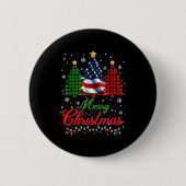 Merry Christmas Tree Plaid Us Flag Snowflake Xmas Button (Vorderseite)