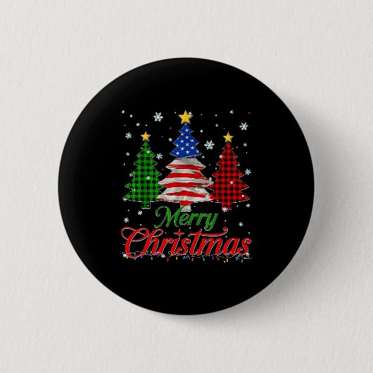 Merry Christmas Tree Plaid Us Flag Snowflake Xmas  Button (Vorderseite)