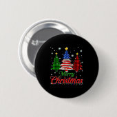 Merry Christmas Tree Plaid Us Flag Snowflake Xmas  Button (Vorne & Hinten)