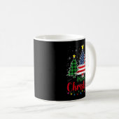 Merry Christmas Tree Plaid Us Flag Snowflake Xmas Kaffeetasse (VorderseiteRechts)