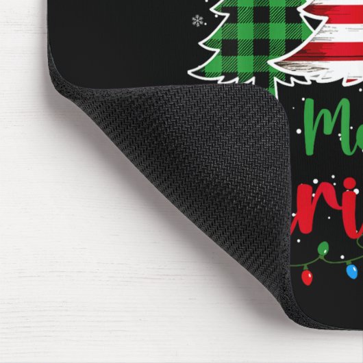 Merry Christmas Tree Plaid Us Flag Snowflake Xmas Mousepad (Ecke)
