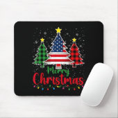 Merry Christmas Tree Plaid Us Flag Snowflake Xmas Mousepad (Mit Mouse)
