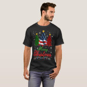 Merry Christmas Tree Plaid Us Flag Snowflake Xmas  T-Shirt (Vorne ganz)