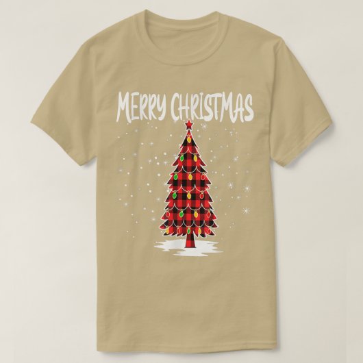 Merry Christmas Tree Red Buffalo Plaid Xmas Pajama T-Shirt (Design vorne)