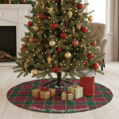 Merry Christmas Tree Red & Green Tartan Pattern Polyester Weihnachtsbaumdecke
