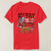 Merry Christmas Tree Red Tractor Lighting Farmer C T-Shirt (Design vorne)