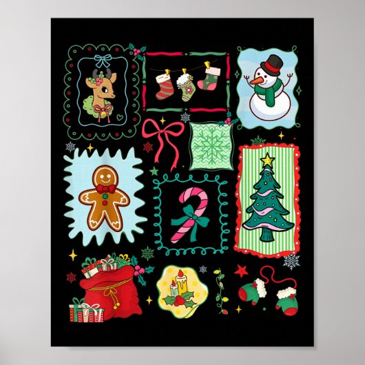 Merry Christmas Tree Santa Gingerbread Coquette Bo Poster (Vorne)