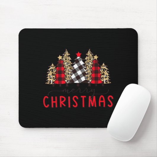 Merry Christmas Tree Shirts Funny Leopard Plaid Pr Mousepad (Mit Mouse)