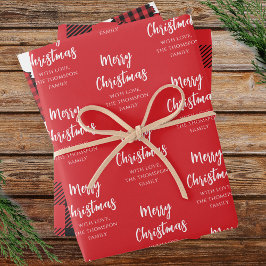 Merry Christmas Tree Simple Buffalo Check Pattern Geschenkpapier Set