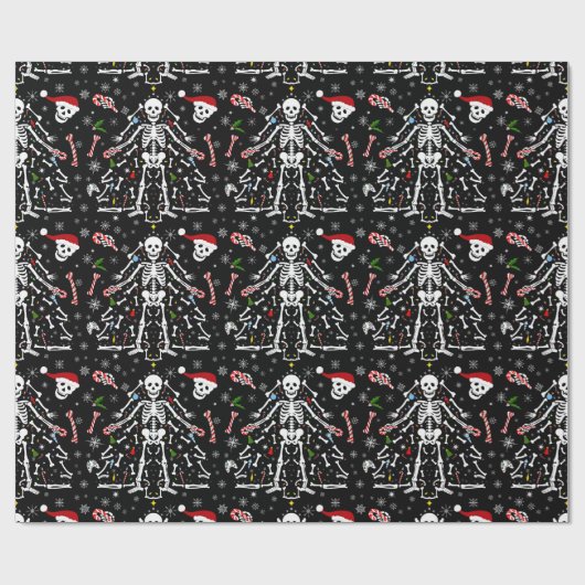 Merry Christmas Tree Skeleton Pattern Geschenkpapier (Flach)