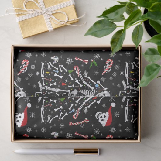 Merry Christmas Tree Skeleton Pattern Seidenpapier (Geschenk)