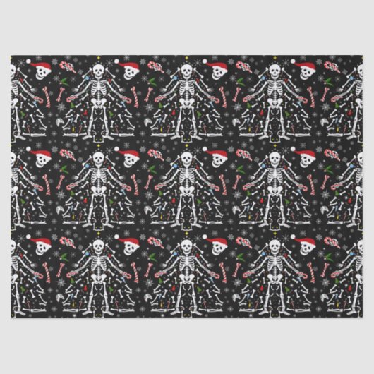 Merry Christmas Tree Skeleton Pattern Seidenpapier (Vorderseite)