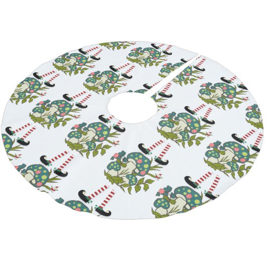 Merry Christmas Tree Skirt Elf Polyester Weihnachtsbaumdecke (Schrägansicht)