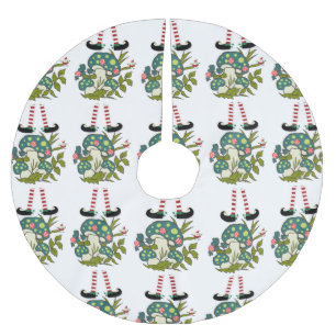 Merry Christmas Tree Skirt Elf Polyester Weihnachtsbaumdecke
