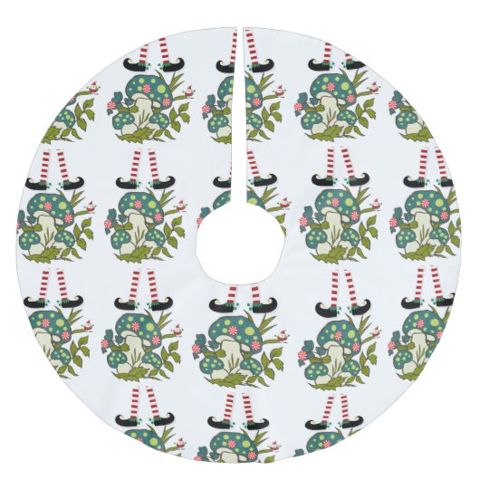 Merry Christmas Tree Skirt Elf Polyester Weihnachtsbaumdecke (Vorderseite)