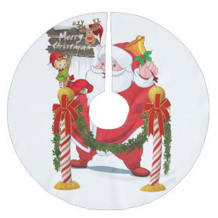 Merry Christmas Tree Skirt Santa Claus Polyester Weihnachtsbaumdecke