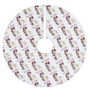 Merry Christmas Tree Skirt Snowman Candy Cane Polyester Weihnachtsbaumdecke
