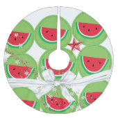 Merry Christmas Tree Skirt Watermelon Bow Polyester Weihnachtsbaumdecke (Vorderseite)
