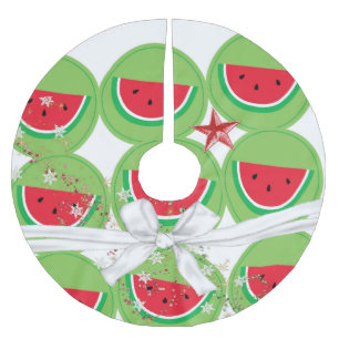 Merry Christmas Tree Skirt Watermelon Bow Polyester Weihnachtsbaumdecke