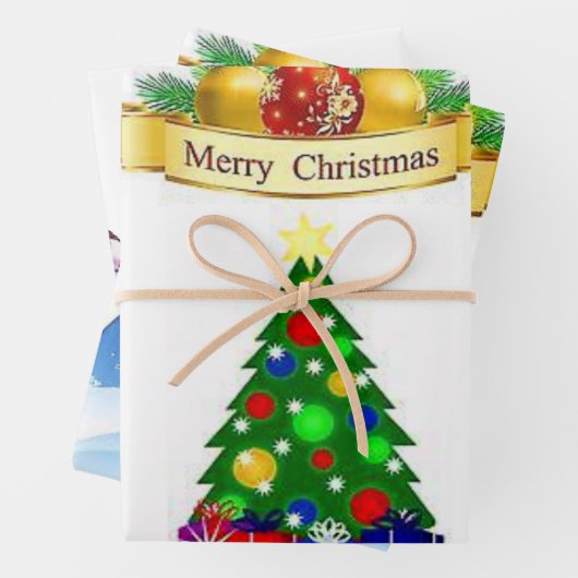 Merry Christmas Tree Snowman  Geschenkpapier Set (Beispiel)