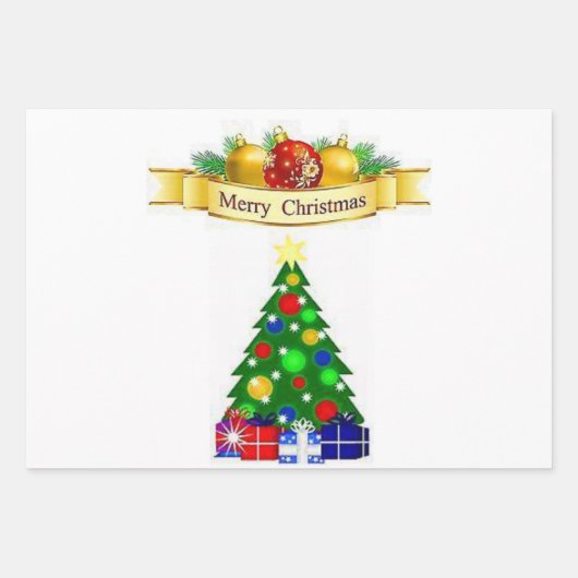 Merry Christmas Tree Snowman  Geschenkpapier Set (Vorderseite)