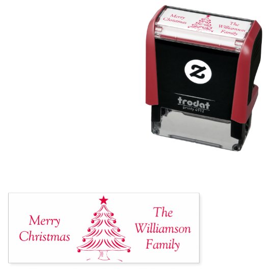 Merry Christmas Tree Star Custom Family Name Wörte Permastempel (Beispiel)