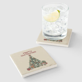 Merry Christmas Tree Stone Coaster Steinuntersetzer