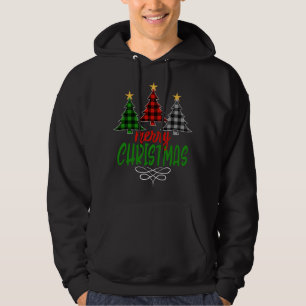 Merry Christmas Tree Three Buffalo Pläd Hoodie