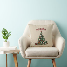 Merry Christmas Tree Throw Pillow Kissen