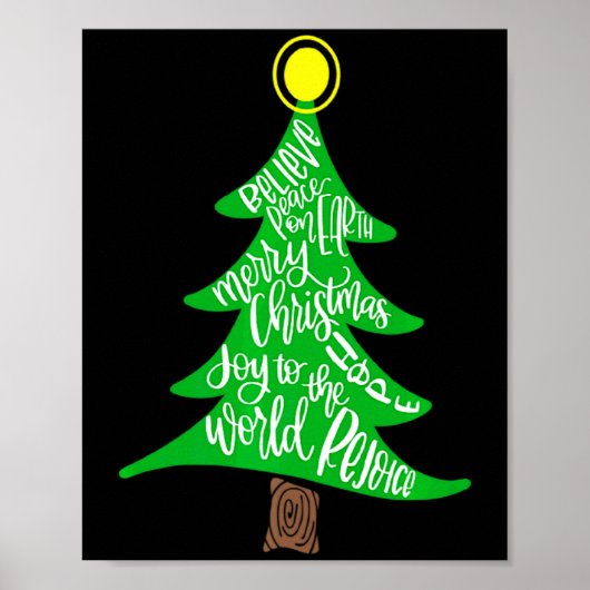 Merry Christmas Tree Tygraphy For Men Women Kid  Poster (Vorne)