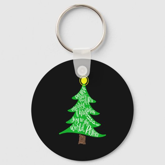Merry Christmas Tree Tygraphy For Men Women Kid  Schlüsselanhänger (Vorderseite)