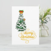 Merry Christmas Tree Watercolor Custom  Einladung (Stehend Vorderseite)