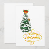 Merry Christmas Tree Watercolor Custom  Einladung (Vorne/Hinten)