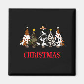 Merry Christmas Tree Western Cowhide Xmas Cowboy F Magnet (Vorne)