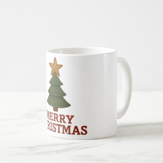 Merry Christmas tree with a knitted feel Kaffeetasse (VorderseiteRechts)