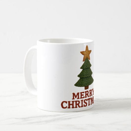Merry Christmas tree with a knitted feel Kaffeetasse (Vorderseite Links)