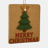 Merry Christmas tree with a knitted feel Keramikornament (Rechts)