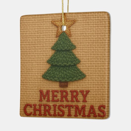 Merry Christmas tree with a knitted feel Keramikornament (Links)