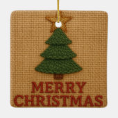 Merry Christmas tree with a knitted feel Keramikornament (Rückseite)