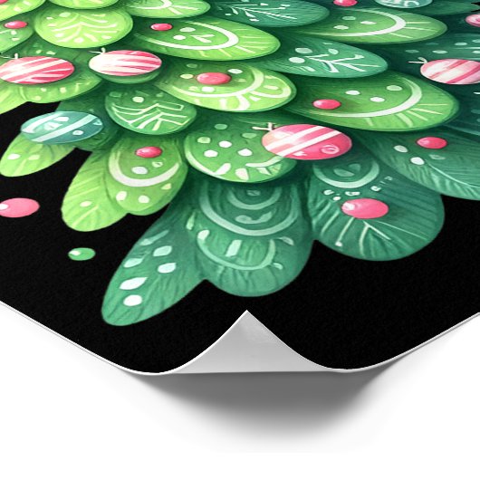 Merry Christmas Tree With Coquette Bow Xmas Holida Poster (Ecke)