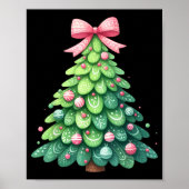 Merry Christmas Tree With Coquette Bow Xmas Holida Poster (Vorne)