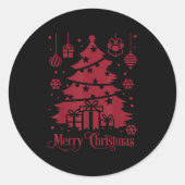 Merry Christmas Tree With Snowflakes Holiday Festi Runder Aufkleber (Vorderseite)