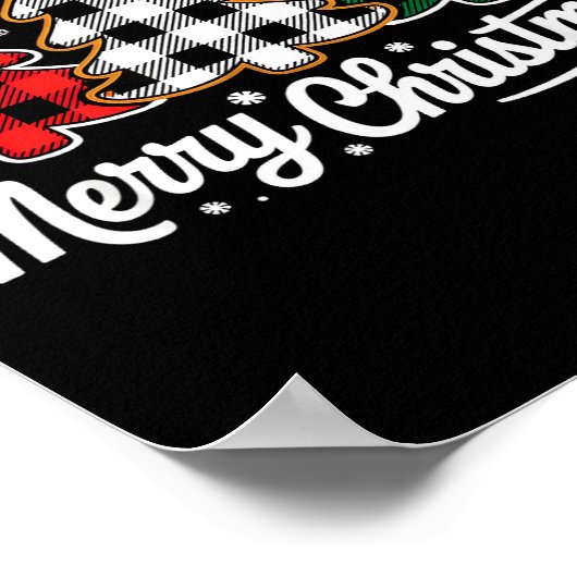 Merry Christmas Tree Xmas Buffalo Plaid Red White Poster (Ecke)
