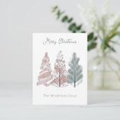 Merry Christmas Trees Business Company QR Code Postkarte (Stehend Vorderseite)