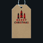 Merry Christmas Trees Kariert Kraft Gift Exchange Geschenkanhänger<br><div class="desc">Gift-Tags</div>
